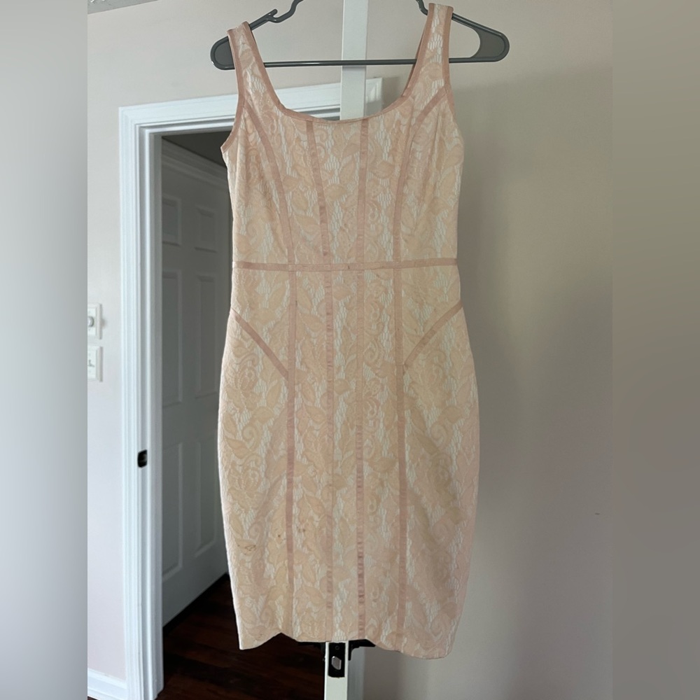 Cache Lace Sheath Dress - Pink/White